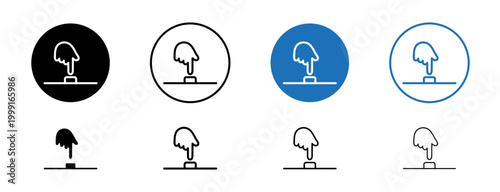 Bild auf Leinwand Hand push button icons set in black and blue colors on white background
