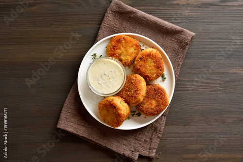 Принти на полотні Breaded fish cakes from mashed potato and minced fish