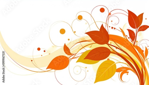 Vibrant Orange Leaves Floral Design Element.