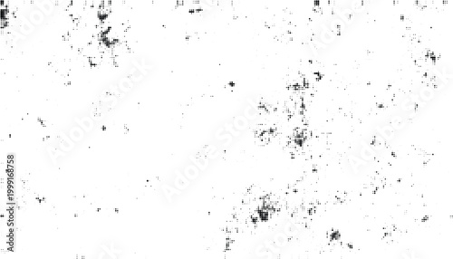 High-contrast distressed halftone texture background with scattered black specks and dust noise pattern.