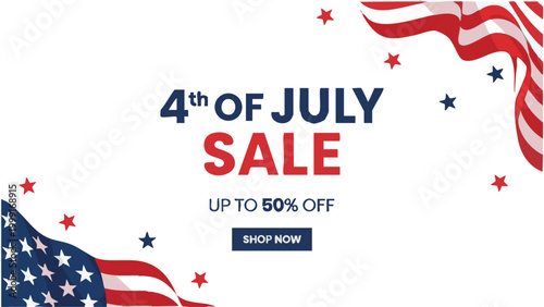 4th of July Sale Banner USA Flag Modern Vector Design