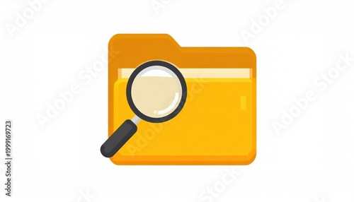 Yellow Folder with Magnifying Glass Icon.