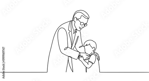 Elderly care support line art set, nursing home assistance concept