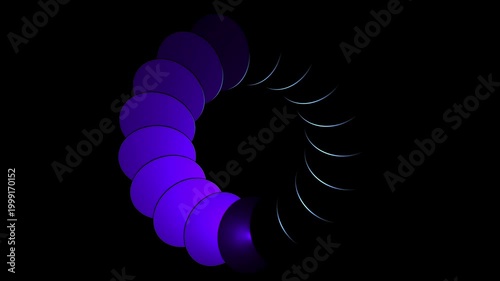 Blue Neon Glass Discs, Circular Glass Spiral Abstract Geometric Background day night loop effect Translucent Plates Soft Gradient, Perfect for Modern Tech Arcitexture Creative Concept
