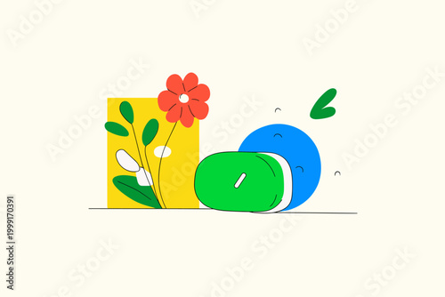 Minimalist Vector of Soft Puffy UI Buttons and Toggle Switches