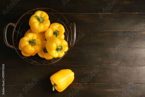 Basket with yellow bell pep...