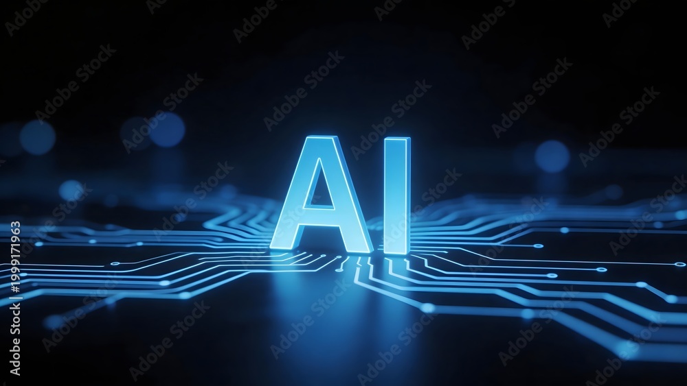 Fototapeta premium AI letters on circuit board