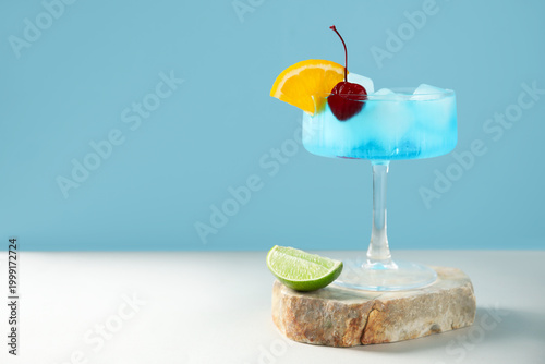 Glass of Blue Lagoon cockta...