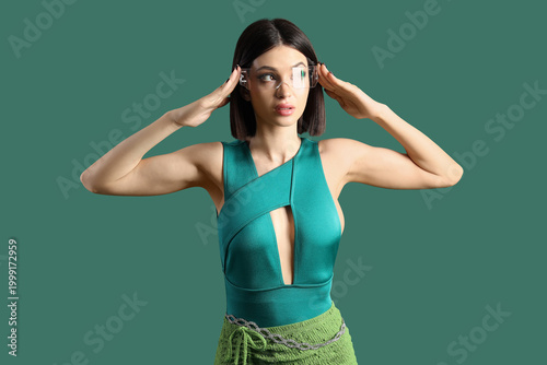 Attractive young woman in V...