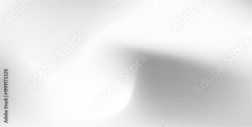Black and white halftone dot pattern creates an abstract gradient effect across the composition.