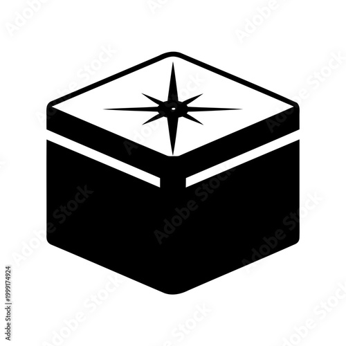 Sacred cuboid building icon with spiritual star symbol Vector