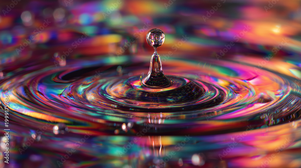 Fototapeta premium A colorful ripple effect in water.