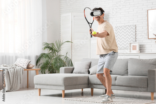 Sporty young man in VR glas...