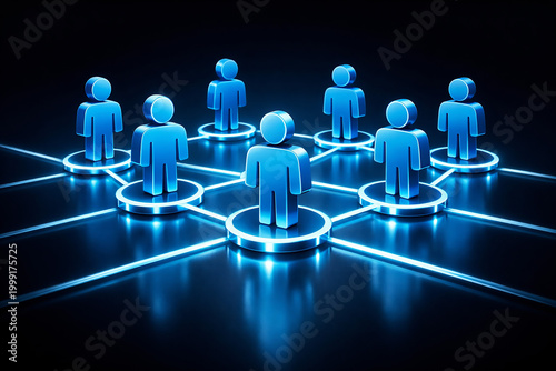 Digital network of connected people icons