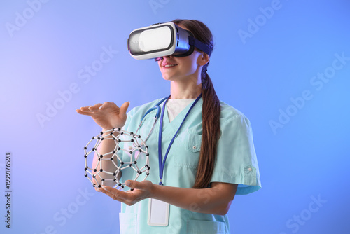 Female doctor in VR glasses...