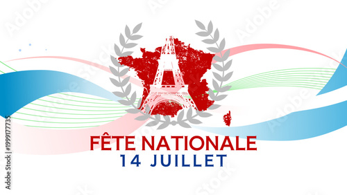 Fête nationale française, 14 juillet - bannière, fond - illustration vectorielle