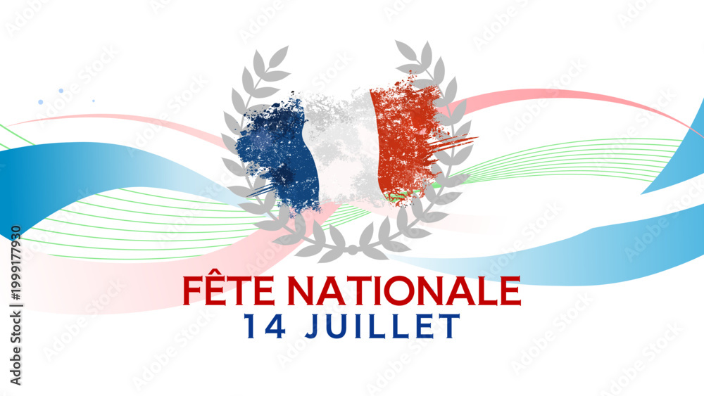 Obraz premium Fête nationale française, 14 juillet - bannière, fond - illustration vectorielle