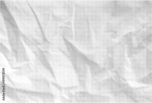 Halftone crumpled white fabric texture background displaying intricate wrinkles and soft shadows