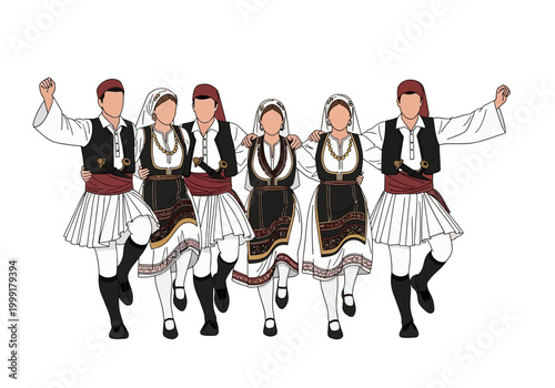 Traditional Greek dancers in costume.