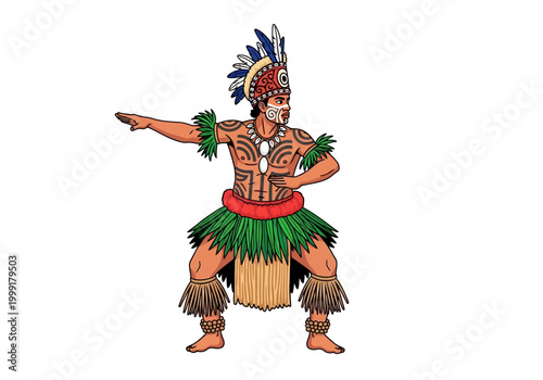 Traditional Maori Warrior in Costume.