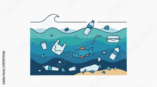 A visual representation of ocean pollution, illustrating the devastating impact of plastic waste on marine life and the environment.