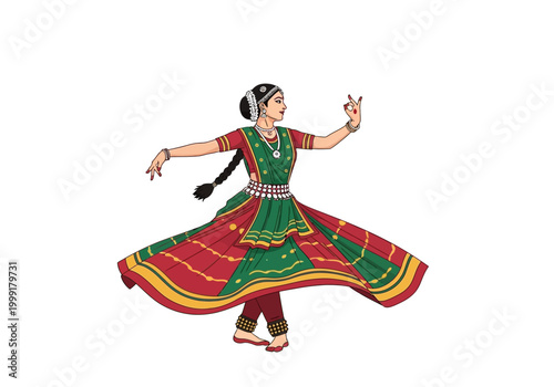 Woman in traditional Indian dance costume.