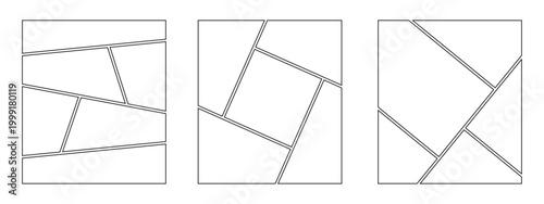 Set of collage grid manga comic storyboard layout panel blank template.