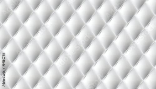 Seamless white quilted pattern with repeating diamond texture creates an elegant abstract background.