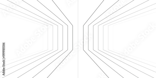 Abstract Geometric Tunnel Design with Symmetrical White Lines and Infinite Perspective Visual Effect