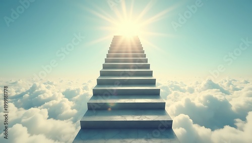 Stairway to Heaven - Ascending to the Light Above the Clouds.