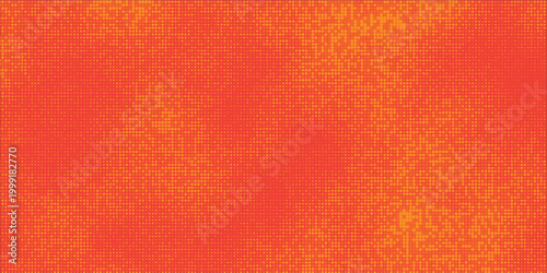 Orange halftone offset print texture with gritty pixelated raster effect.