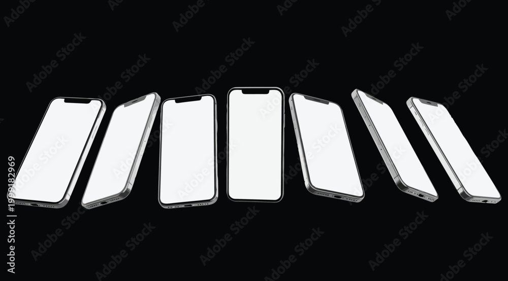 Fototapeta premium Set of smartphones with blank screens