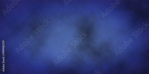 Retro music vinyl record style background with blue radial halftone texture.