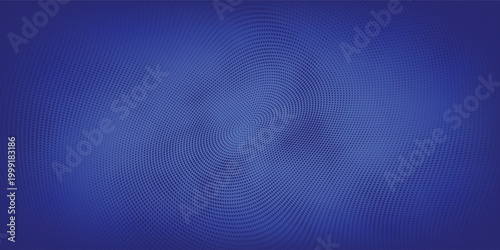 Geometric blue background with repeating radial halftone circle pattern.