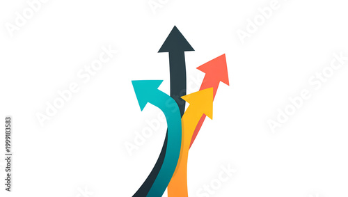 Multiple Arrows Diverging Options, Decision, Future Path, Business Growth Concept