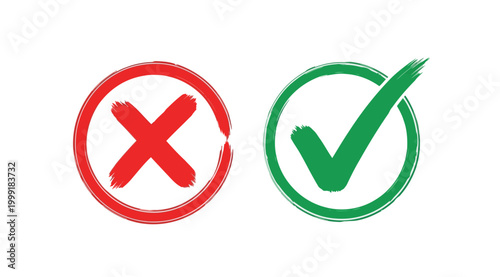 Red cross and green check mark symbols