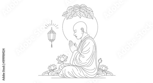 Buddhist monk in meditation posture.