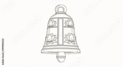 Large Decorative Bell With Ornate Details.