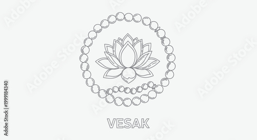 Lotus flower in circle of beads.