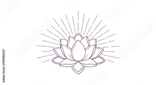 Lotus Flower Line Art Illustration.