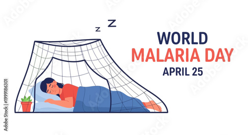 World Malaria Day, mosquito net, sleeping, health awareness, disease prevention, April 25