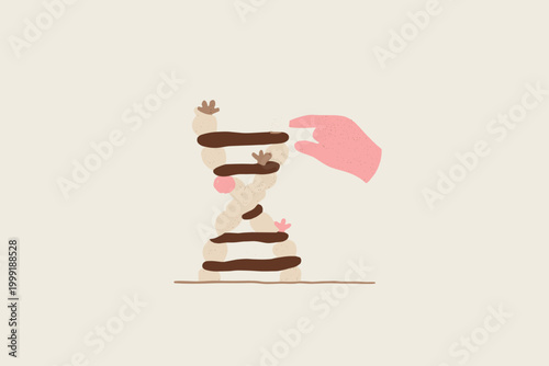 Hand Touching Textured DNA Helix to Reshape Epigenetic Tag