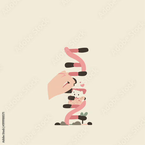 Hand Touching Textured DNA Helix to Reshape Epigenetic Tag