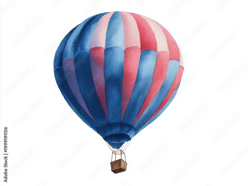 Fototapeta premium Red White Blue Balloons with USA Flags Watercolor Clipart