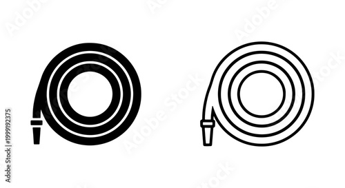 Black and white cable icons coiled up with connectors on pure