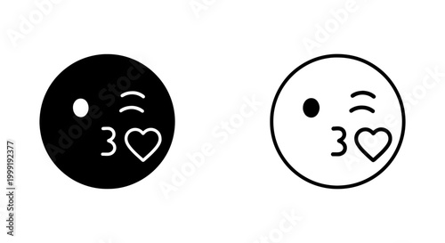 Two kissing face emojis with hearts and blushing cheeks