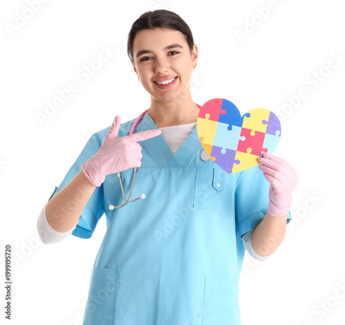Female doctor pointing at p...