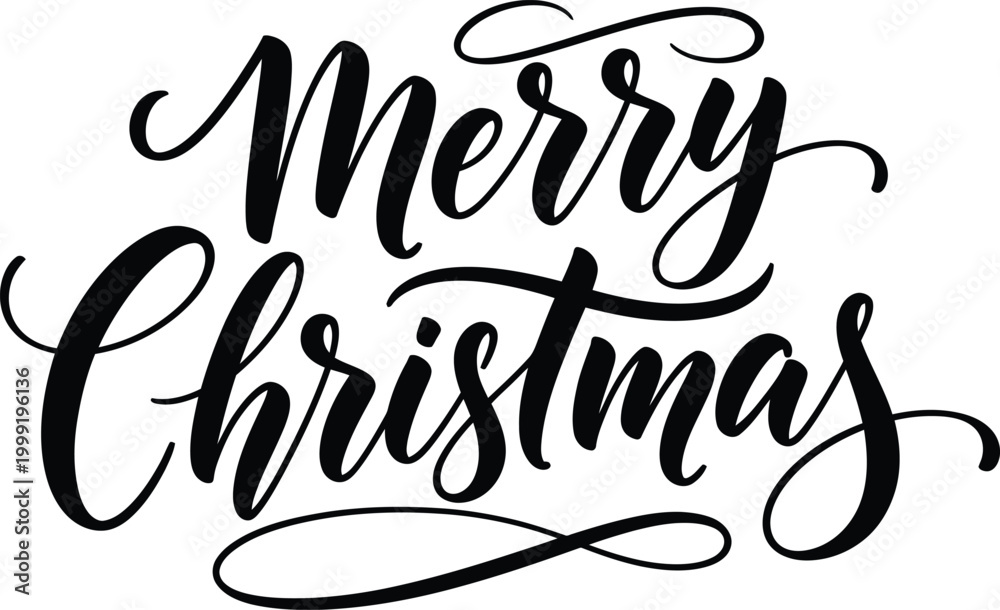 Obraz premium Elegant hand lettered 'merry christmas' calligraphy for festive greetings