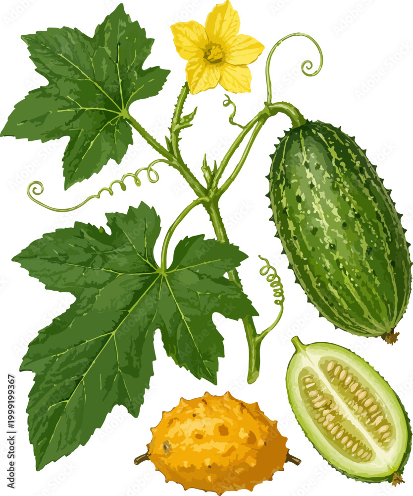 Εκτύπωση καμβά Cucumis metuliferus illustration art