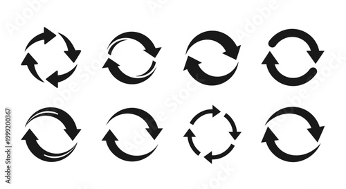 Set of Circular Arrows, Refresh, Recycle, Reload, Repeat Icons